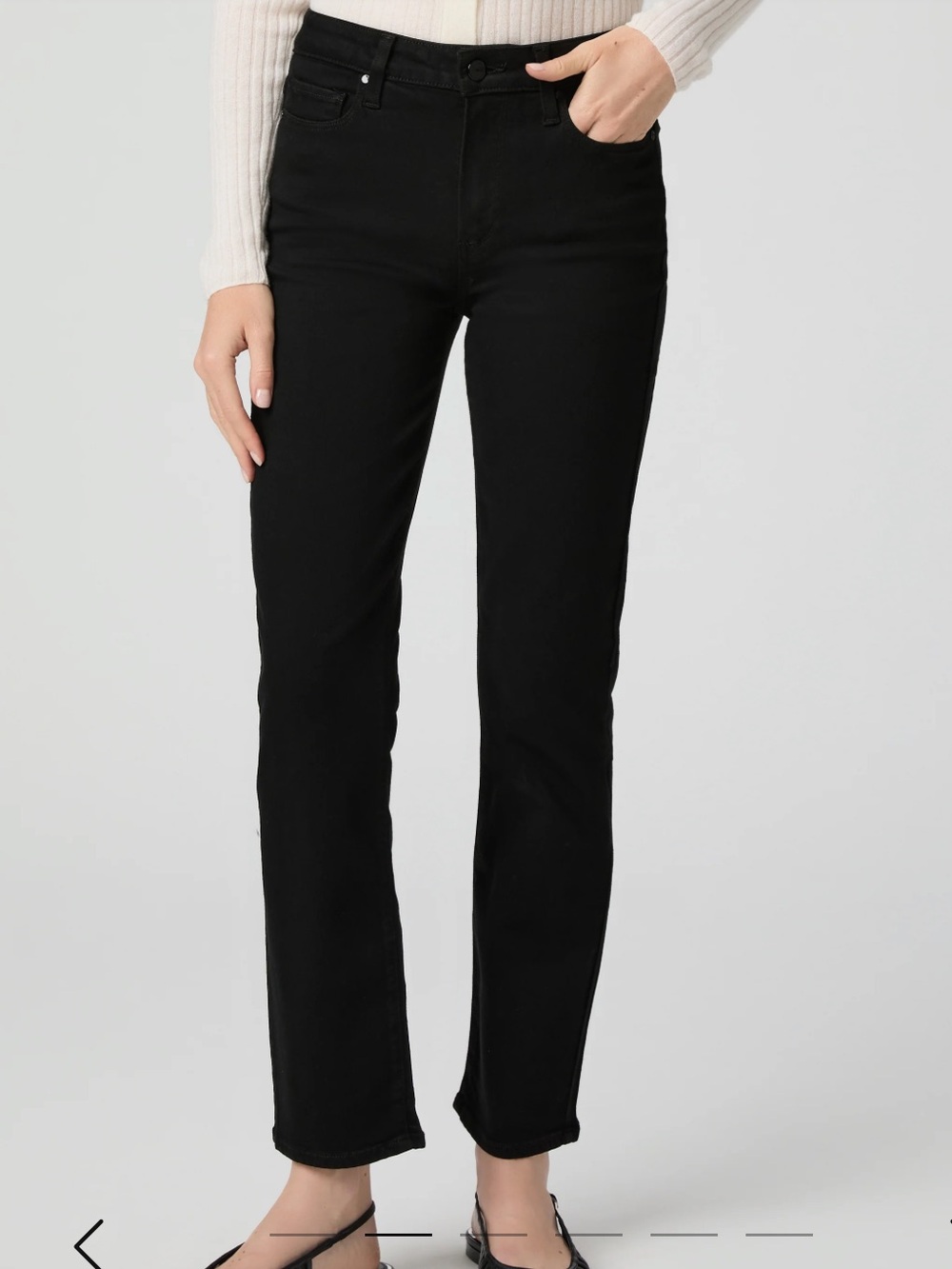 PAIGE Cindy Black Slim Straight Jeans - SIZE 29 waist. 28” Inseam.